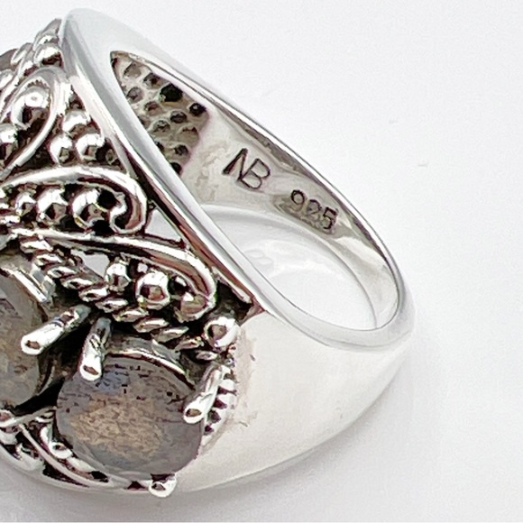 🌟NICKY BUTLER 925 Sterling Silver Labradorite Caviar Bead Dome Ring Size 6 NEW - Picture 7 of 12